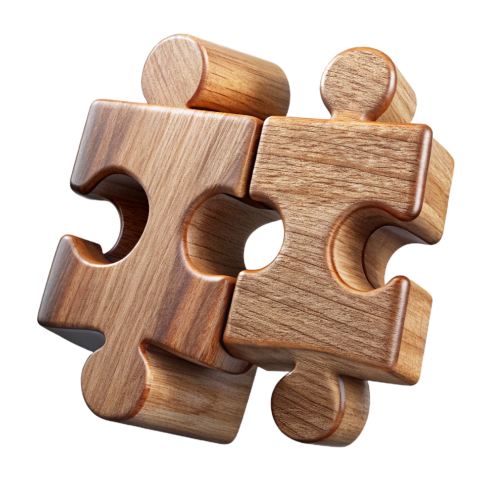 beautiful artistic Wooden Puzzle Pieces Interlocking Shapes Cutout Element png