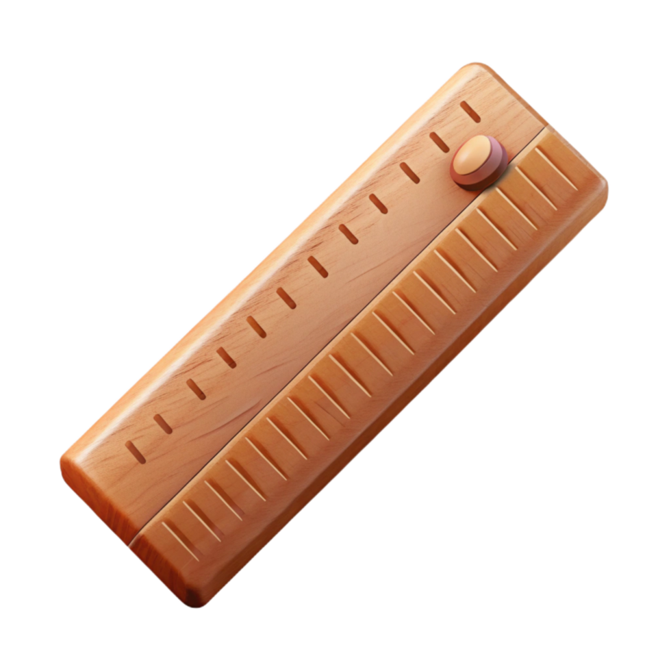 beautiful vintage Wooden Ruler Metric Scale Isolated Transparent Background premium png