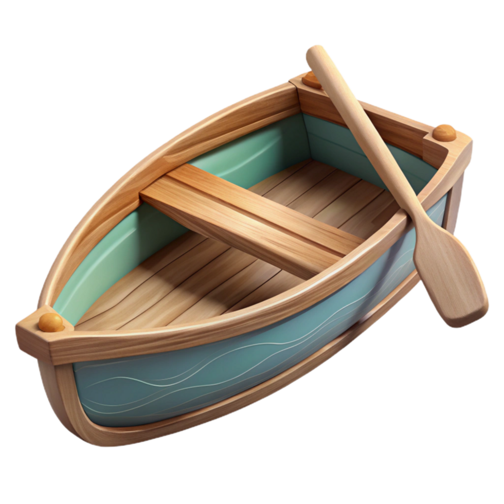 beautiful abstract Wooden Rowboat on Calm Lake Transparent Cutout detailed png