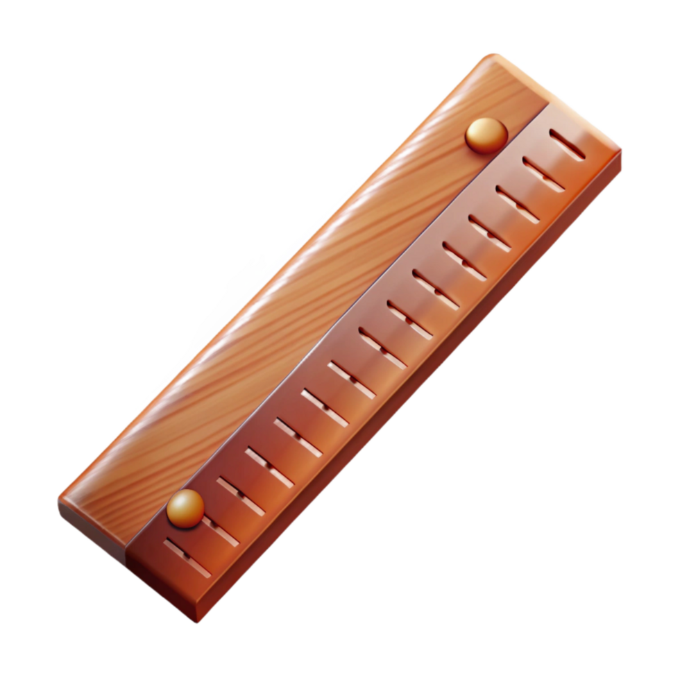 serene classic Wooden Ruler Metric Scale Isolated Transparent Background professional png