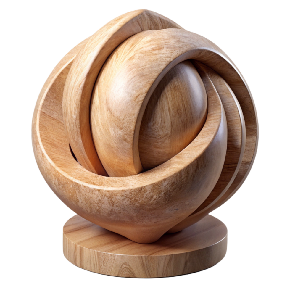 serene rustic Wooden Sculpture Natural Finish Isolated original png