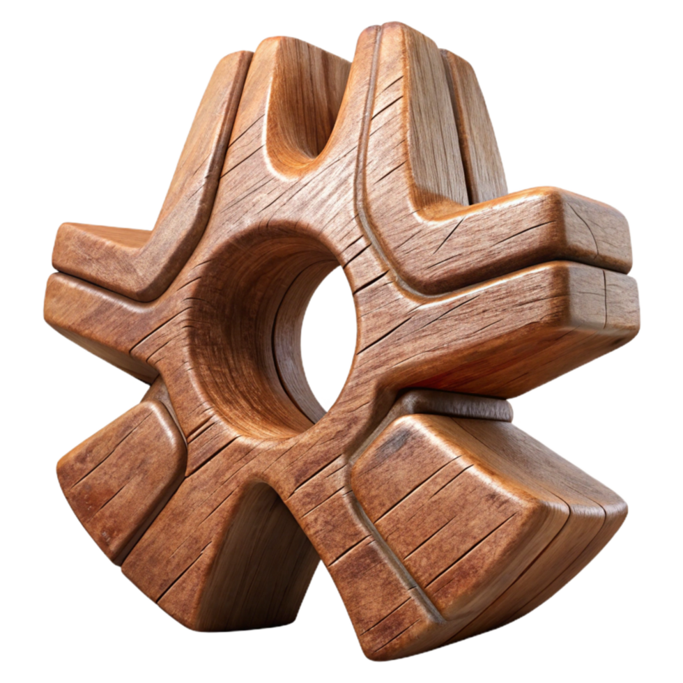 serene classic Wooden Sculpture Rustic Texture Cutout professional png