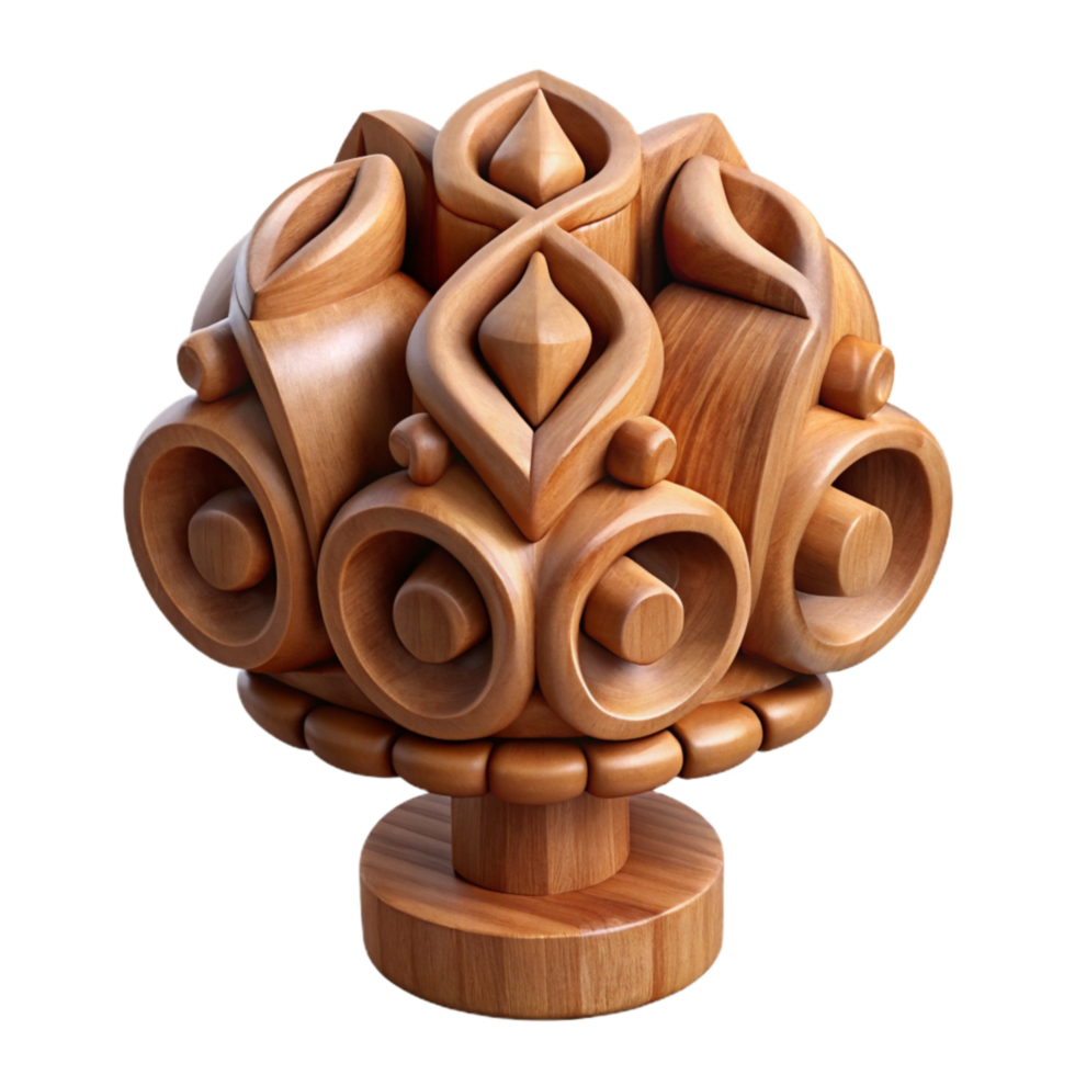 elegant artistic Wooden Sculpture with Carved Detail Transparent Background authentic png