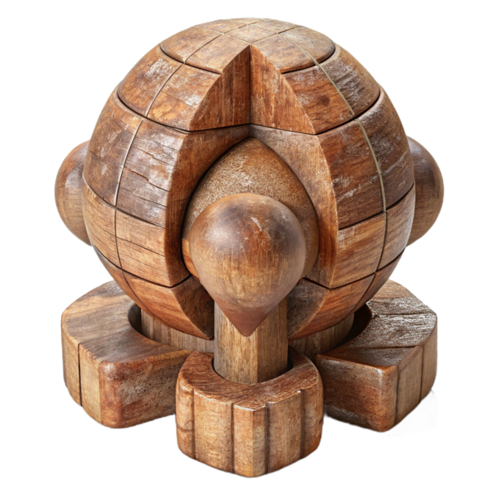 stunning modern Wooden Sculpture with Rustic Finish Transparent Background png