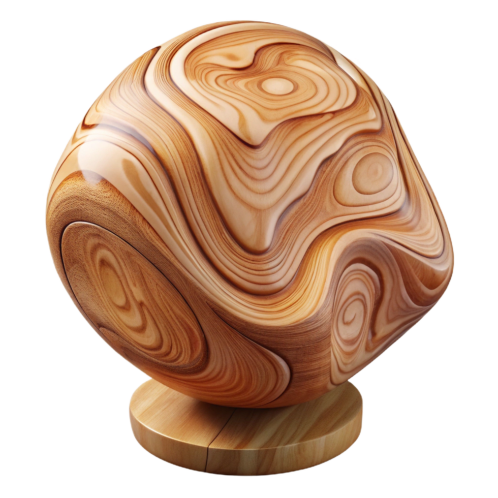 beautiful rustic Wooden Sculpture with Natural Grain Transparent Background exclusive png