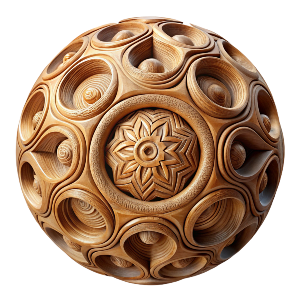 magnificent contemporary Wooden Sculpture with Intricate Patterns Transparent Background high quality png