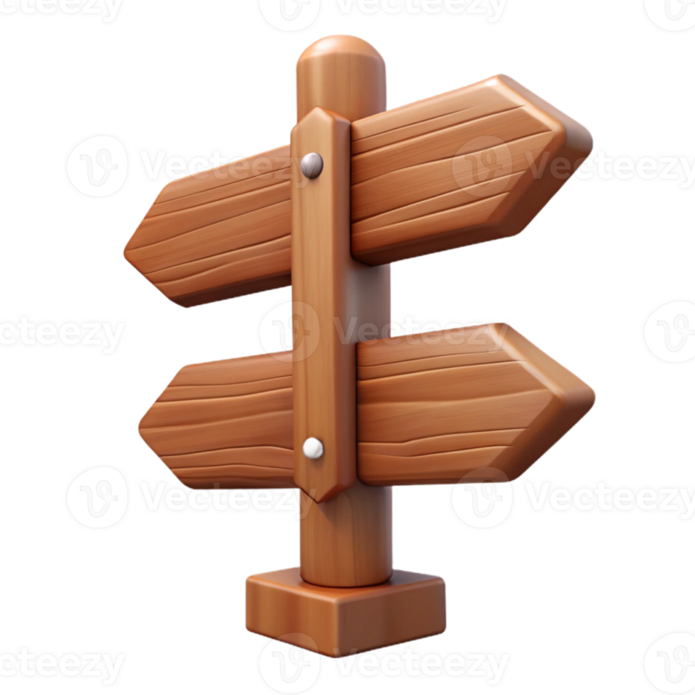 magnificent minimalist Wooden Signpost with Multiple Directions Isolated Element premium png