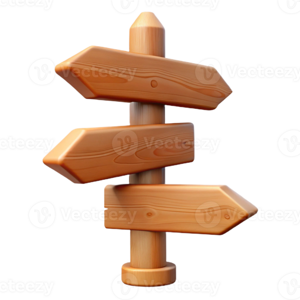extraordinary creative Wooden Signpost with Multiple Directions Isolated Element original png