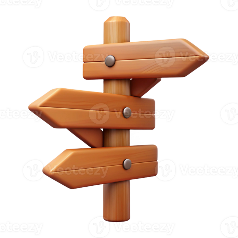 elegant modern Wooden Signpost with Multiple Directions Isolated Element authentic png