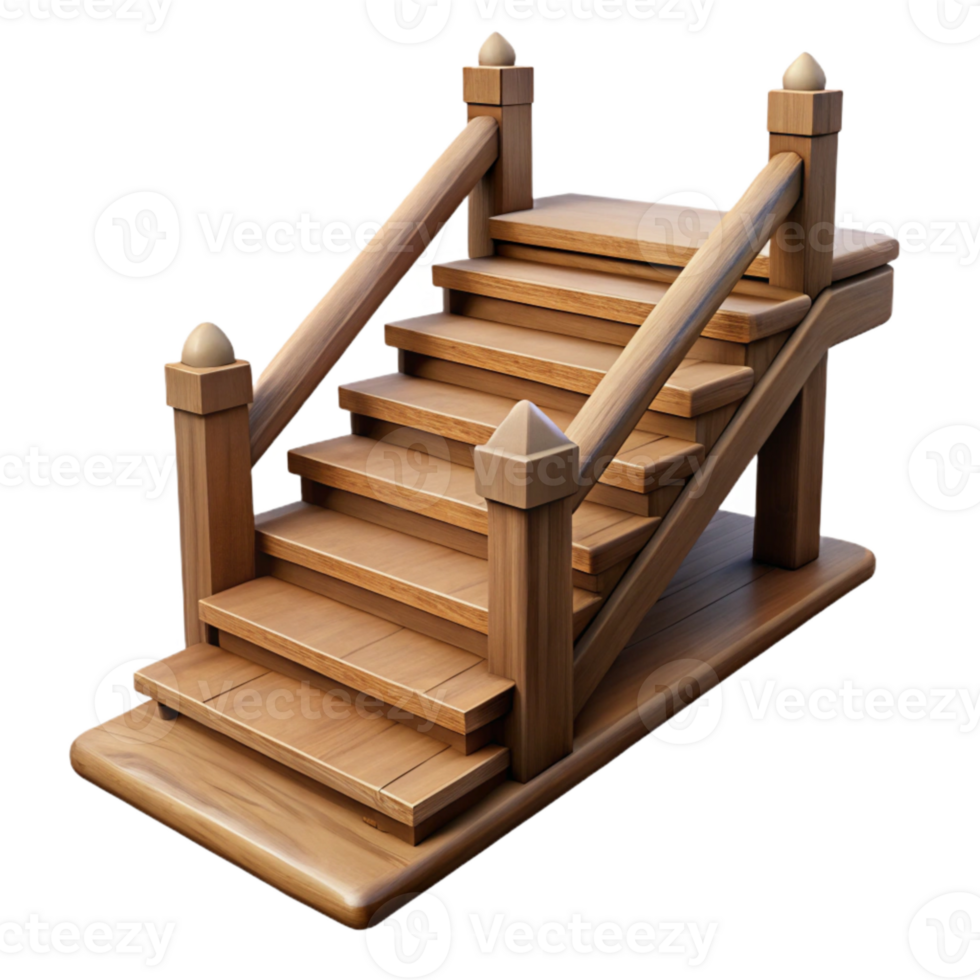 magnificent classic Wooden Staircase Cutout with Railing Detail authentic png