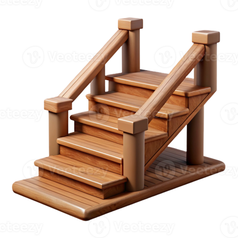 beautiful vintage Wooden Staircase Cutout with Railing Detail authentic png