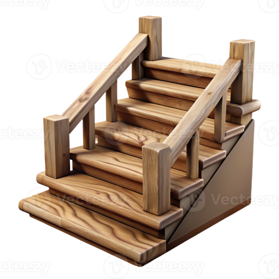 elegant creative Wooden Staircase Cutout with Railing Detail png