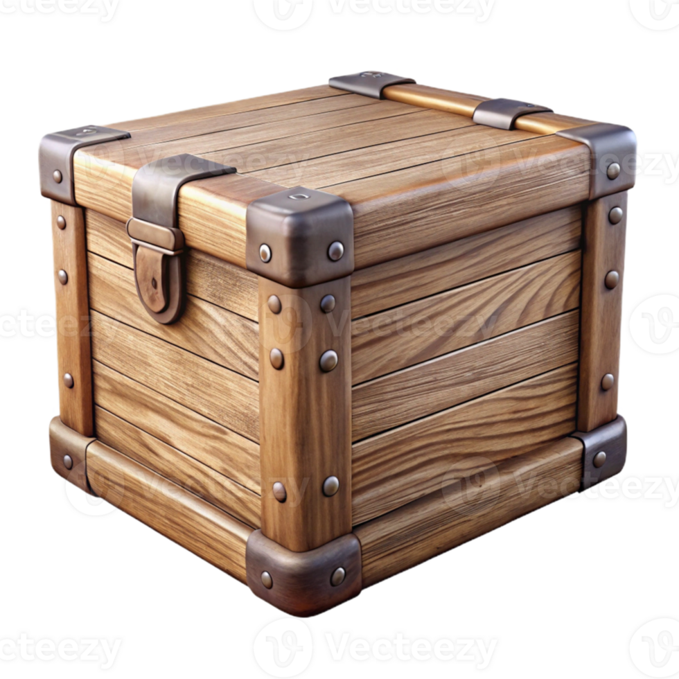 vibrant contemporary Wooden Storage Box with Lid Isolated original png