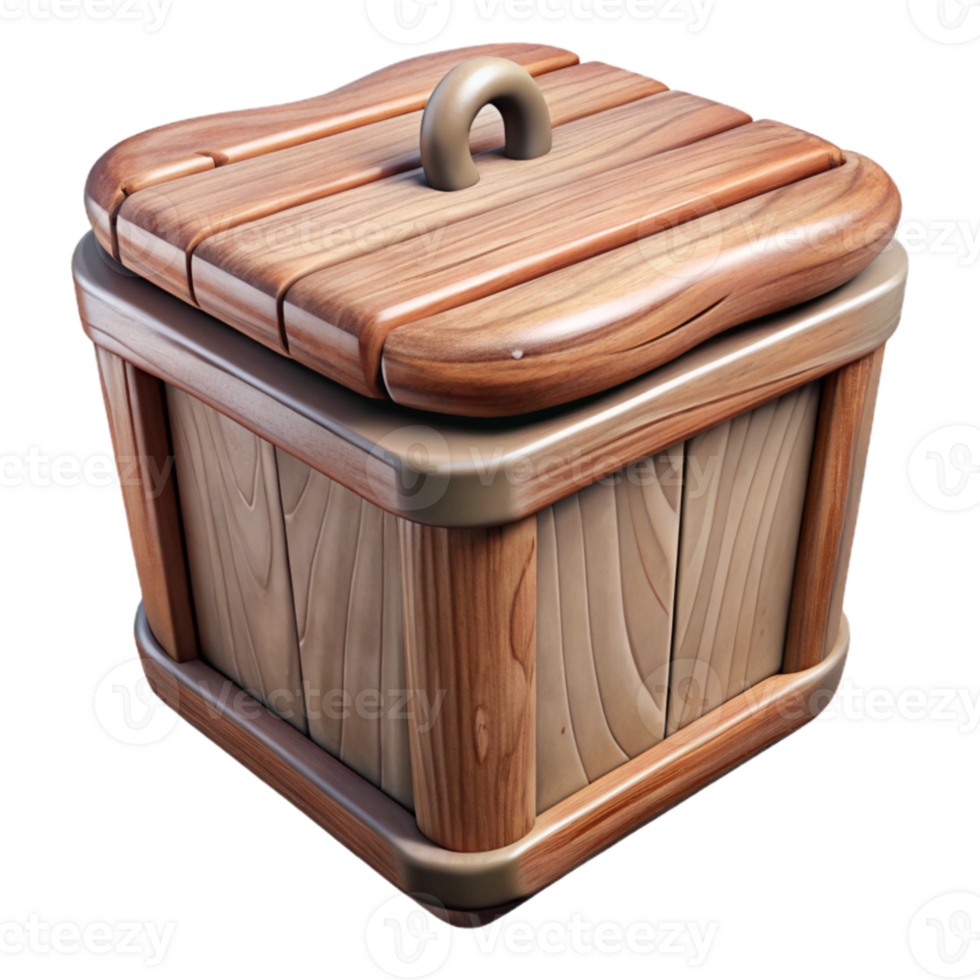 magnificent artistic Wooden Storage Container with Lid Cutout png