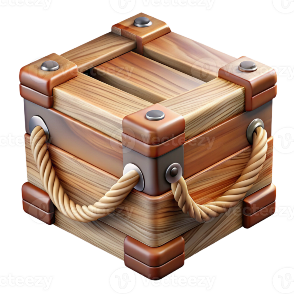 magnificent rustic Wooden Storage Box with Lid Isolated premium png