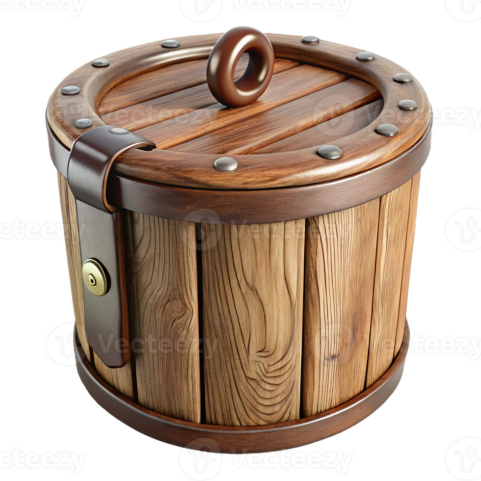 serene vintage Wooden Storage Container with Lid Cutout high resolution png