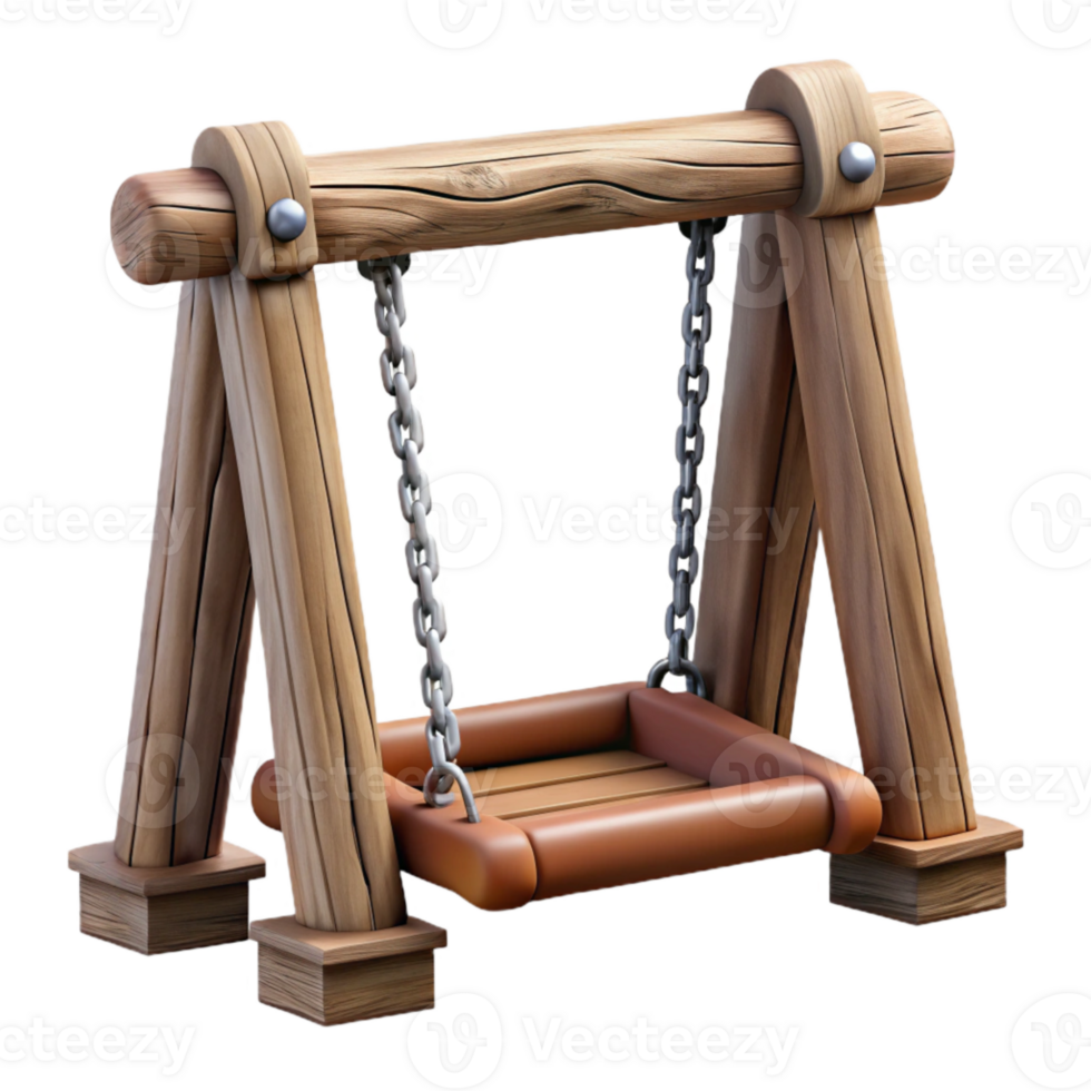 impressive vintage Wooden Swing Set Transparent Background with Chains authentic png