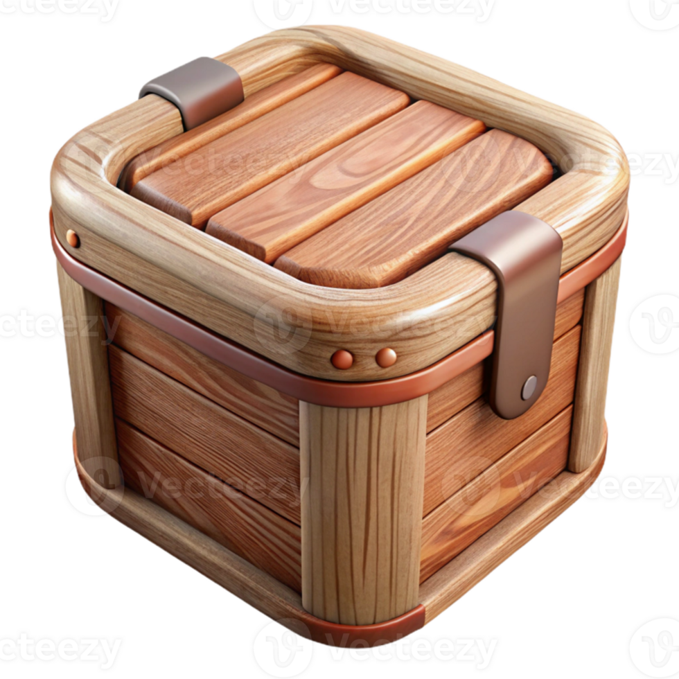 impressive artistic Wooden Storage Container with Lid Cutout premium png