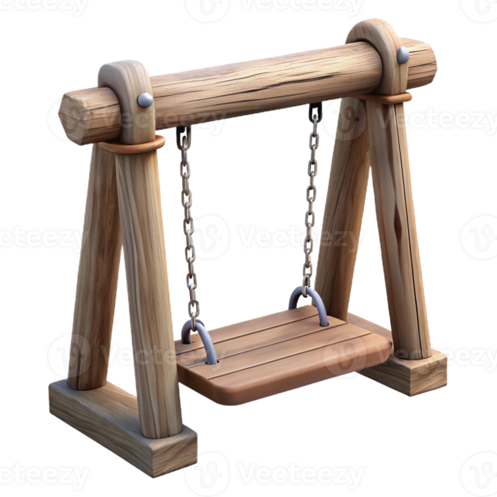 wonderful classic Wooden Swing Set Transparent Background with Chains png