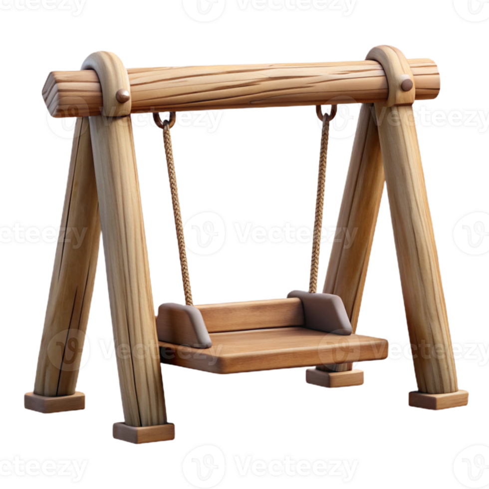 elegant vintage Wooden Swing Set Side View Cutout original png