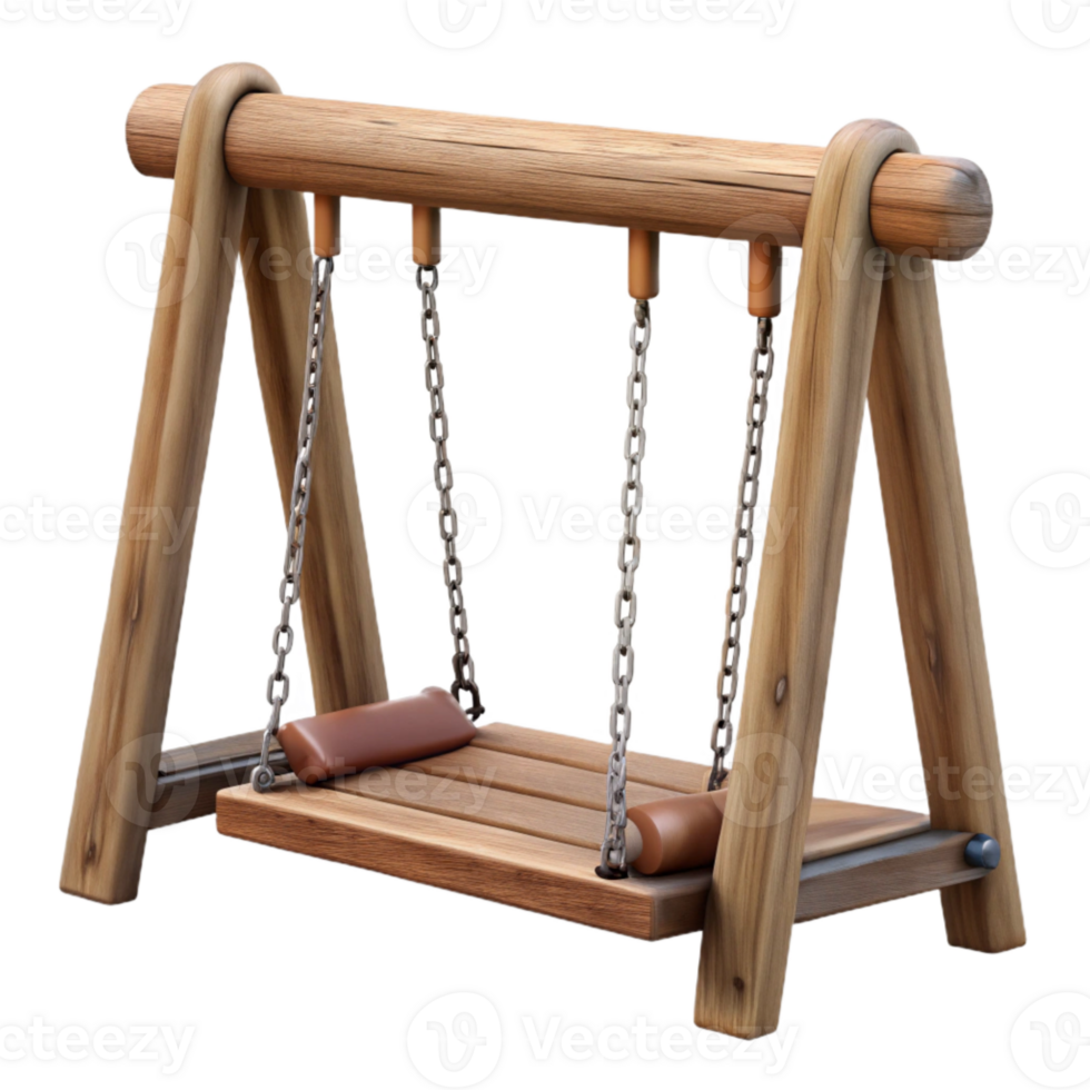 magnificent classic Wooden Swing Set Transparent Background with Chains high quality png
