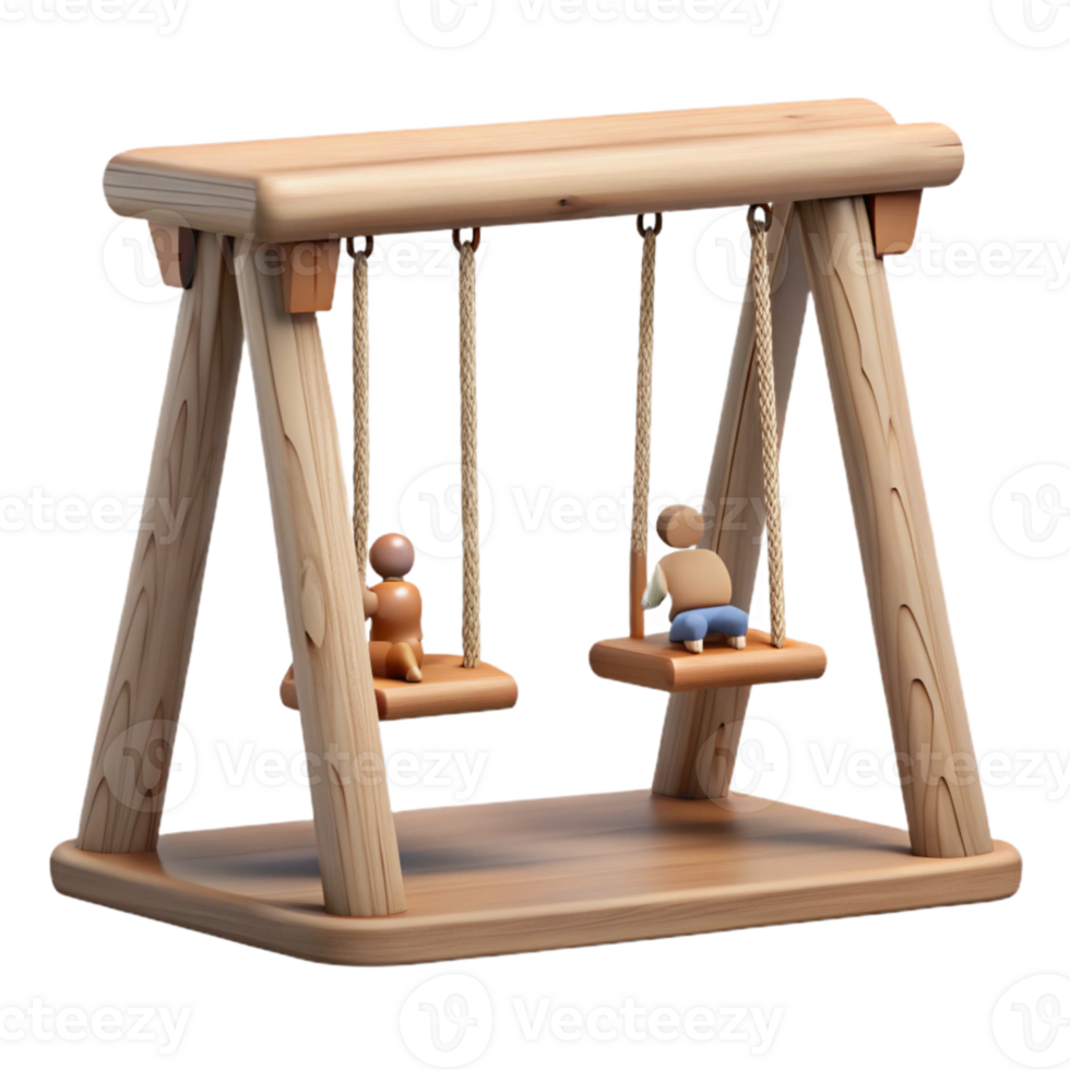 stunning contemporary Wooden Swing Set Transparent with Children detailed png