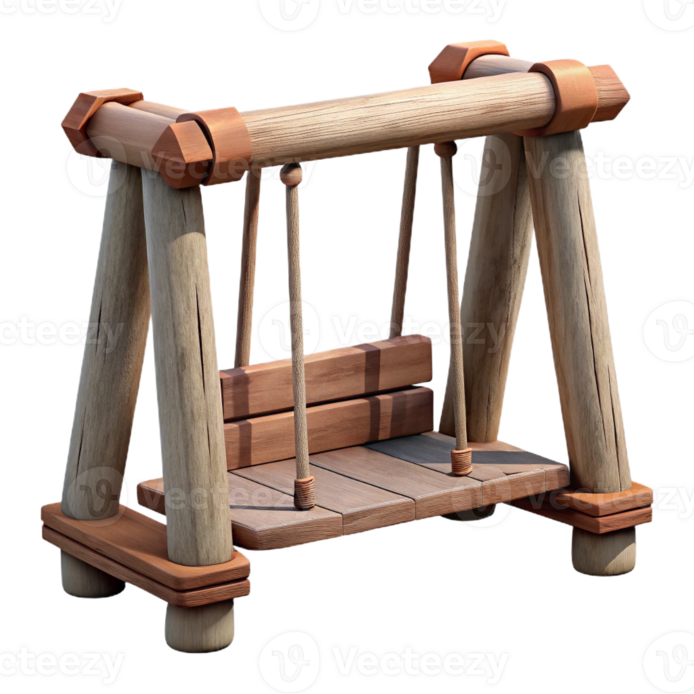 magnificent vintage Wooden Swing Set Side View Cutout authentic png