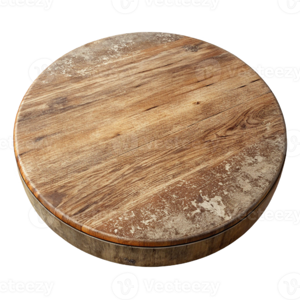 elegant minimalist Wooden Table Round Top View Isolated premium png