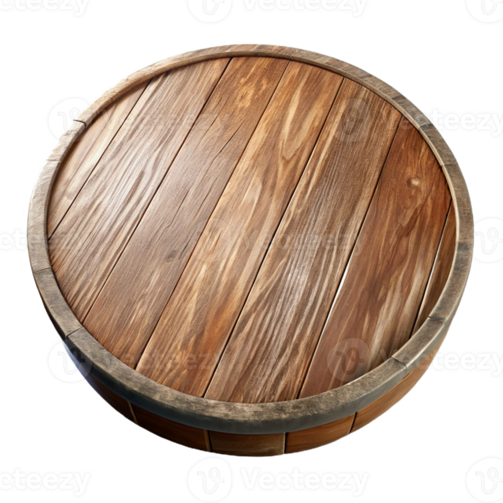 elegant modern Wooden Table Round Top View Isolated high quality png