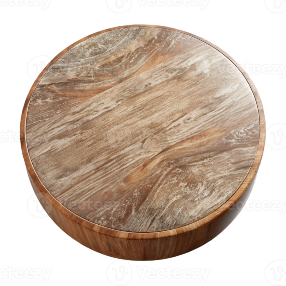 dramatic minimalist Wooden Table Round Top View Isolated premium png