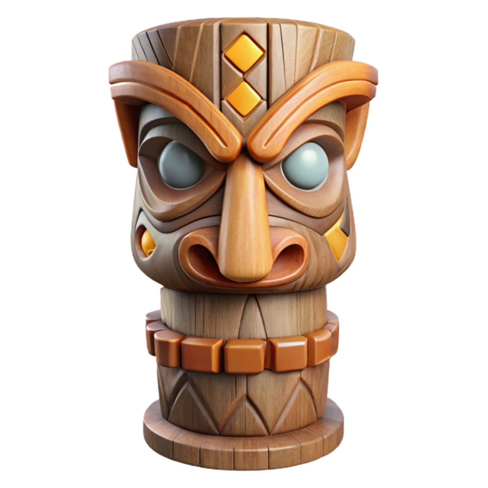 serene creative Wooden Totem Pole Carving Isolated original png