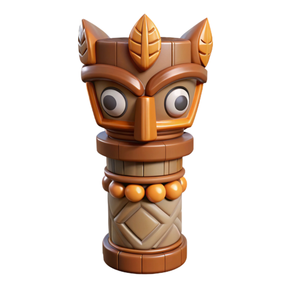 impressive traditional Wooden Totem Pole Isolated Element premium png