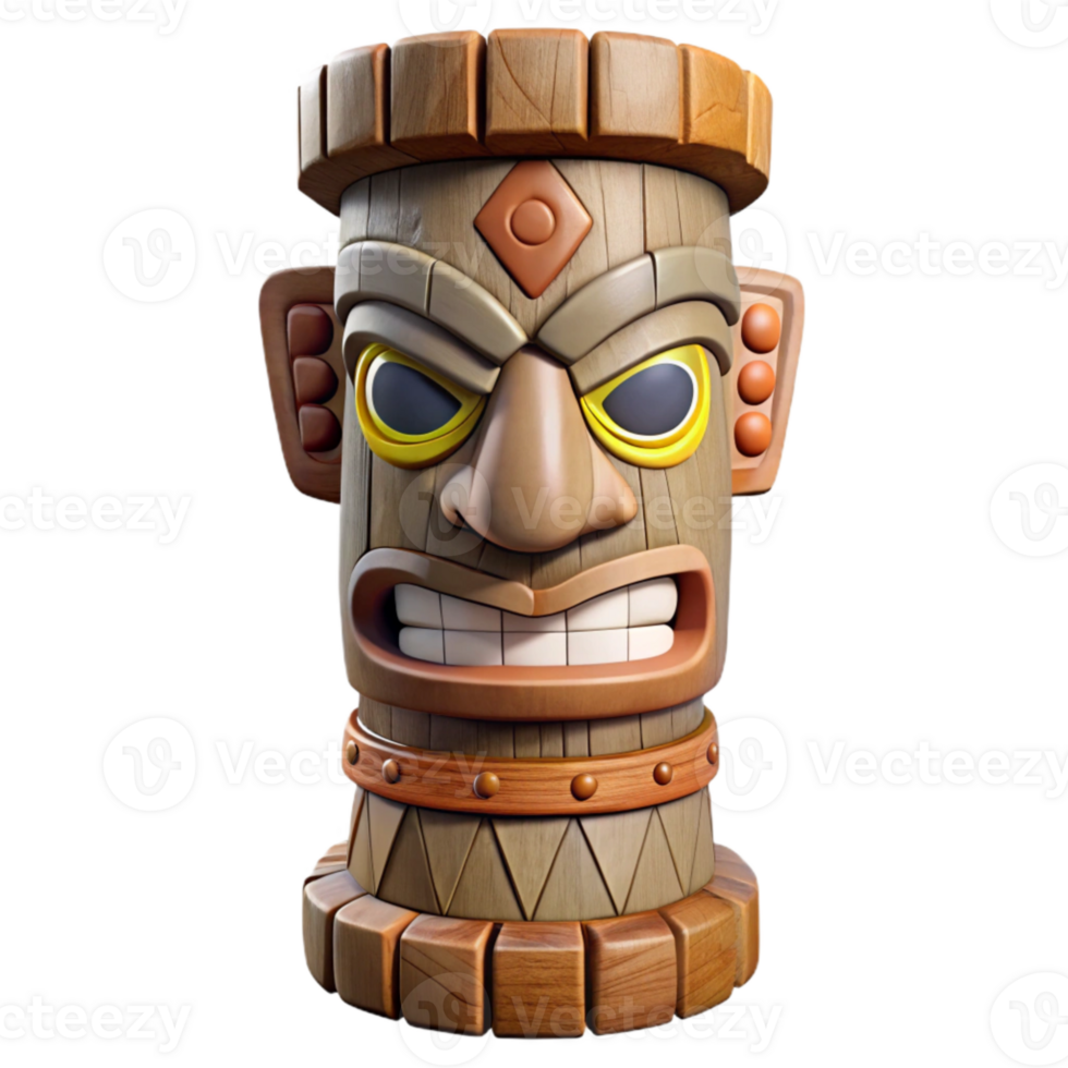 dramatic creative Wooden Totem Pole Carving Isolated high quality png