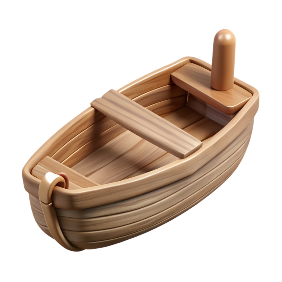 stunning traditional Wooden Toy Boat Isolated on Transparent Background professional png