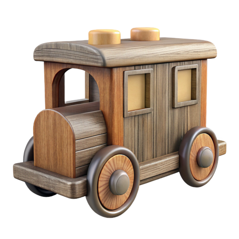 extraordinary contemporary Wooden Toy Train Car Side View Transparent Background authentic png