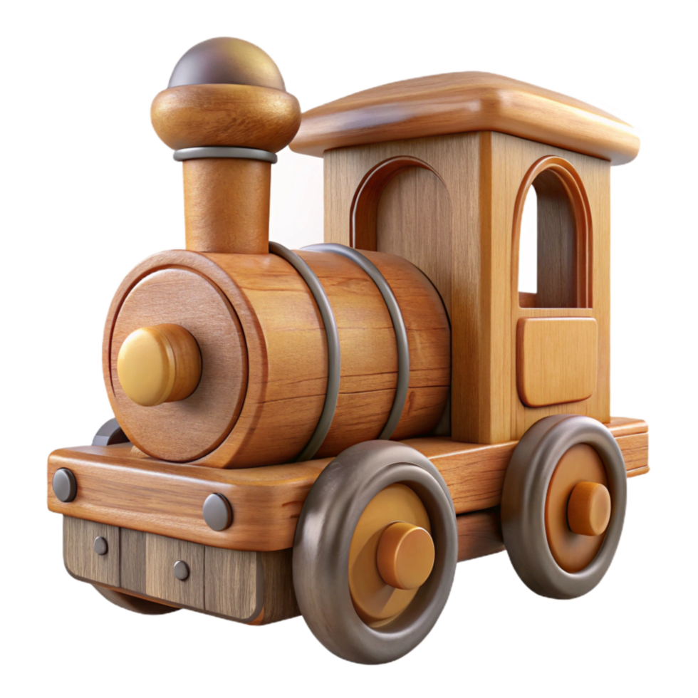 vibrant classic Wooden Toy Train Engine Front View Transparent Background authentic png