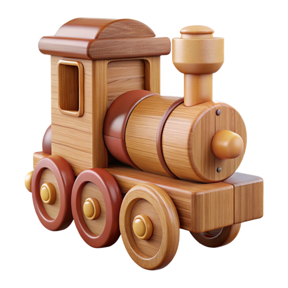 serene abstract Wooden Toy Train Classic Design Cutout Element exclusive png