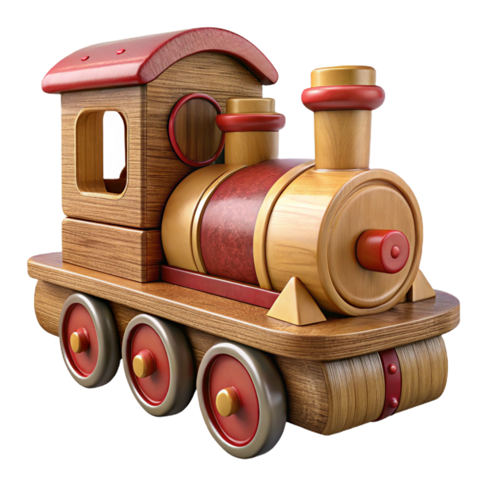 impressive artistic Wooden Toy Train Classic Design Cutout Element genuine png