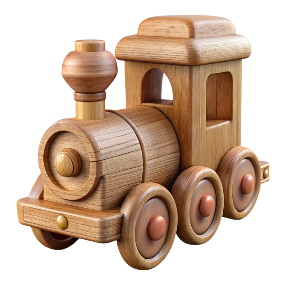 stunning minimalist Wooden Toy Train Isolated Element high quality png