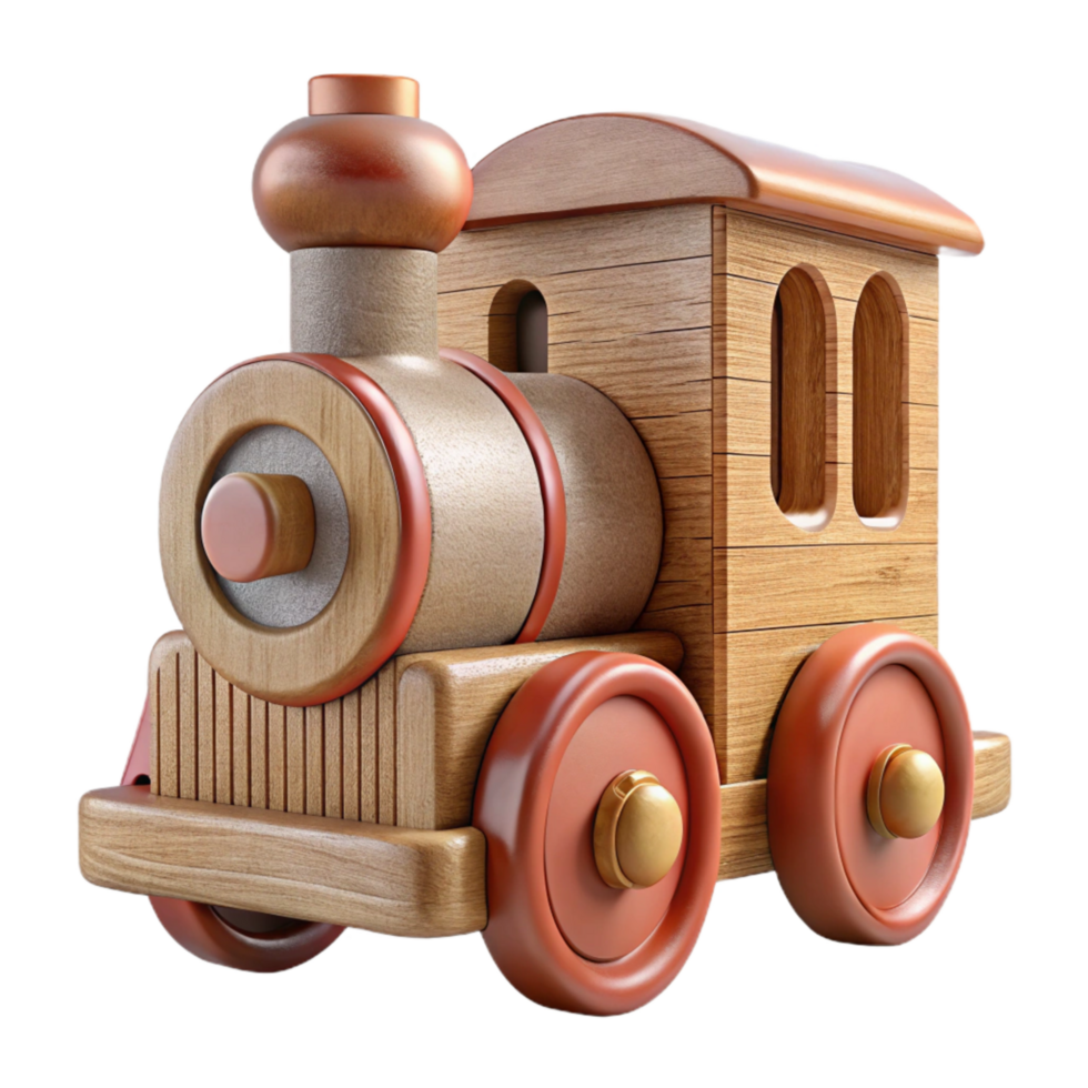wonderful modern Wooden Toy Train Engine Front View Transparent Background authentic png
