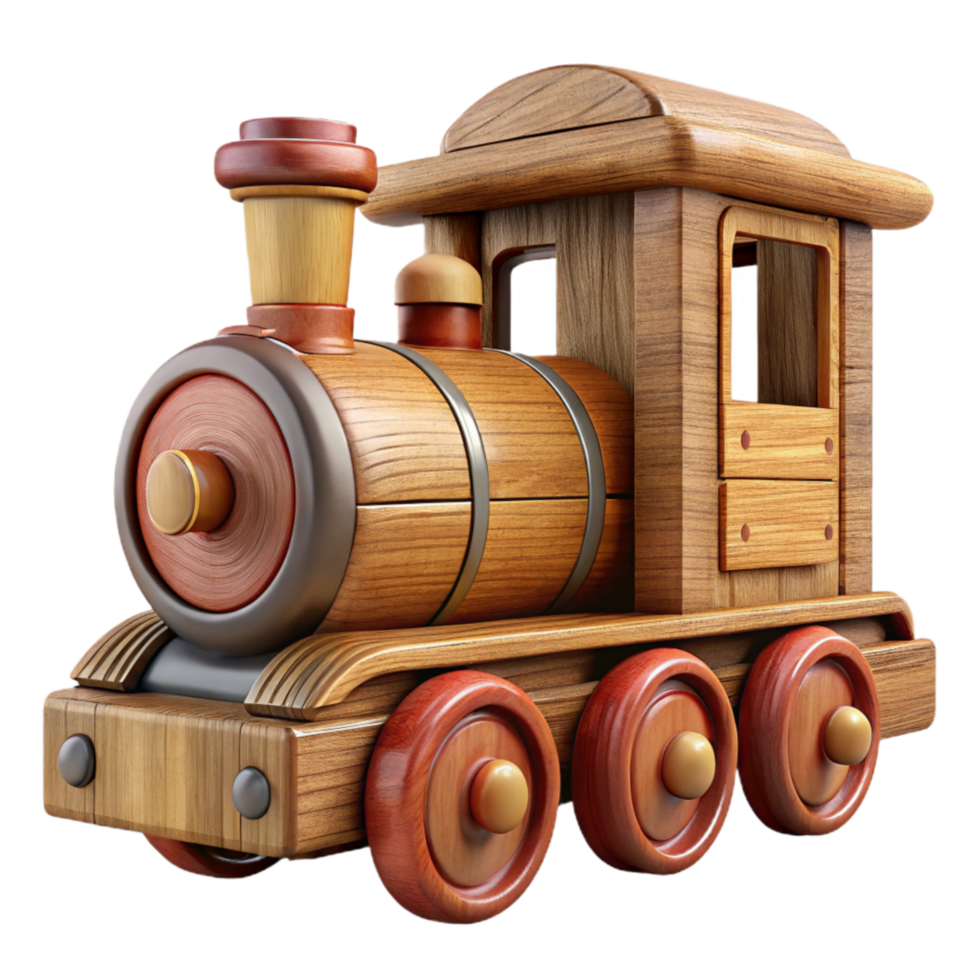 impressive creative Wooden Toy Train Engine Front View Transparent Background png