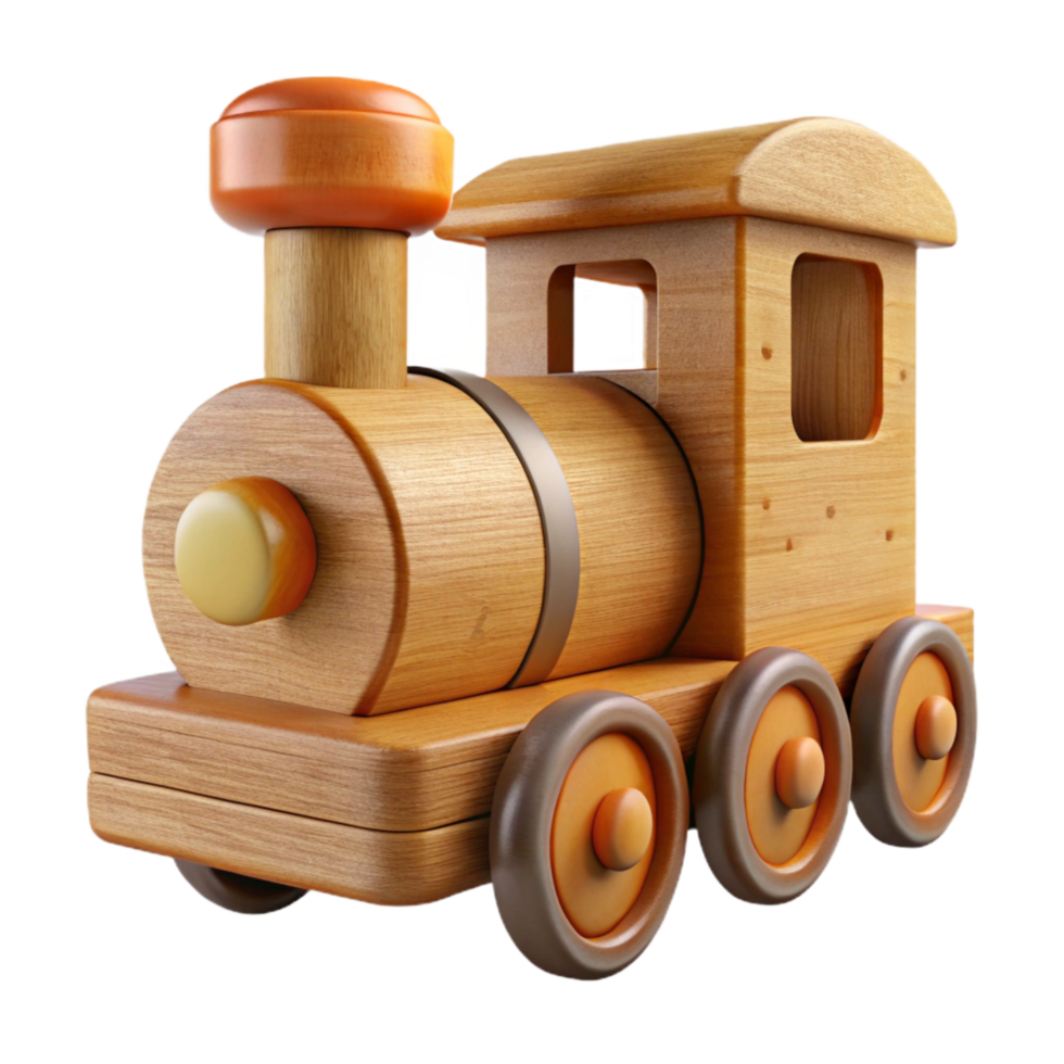 dramatic traditional Wooden Toy Train Isolated Element png