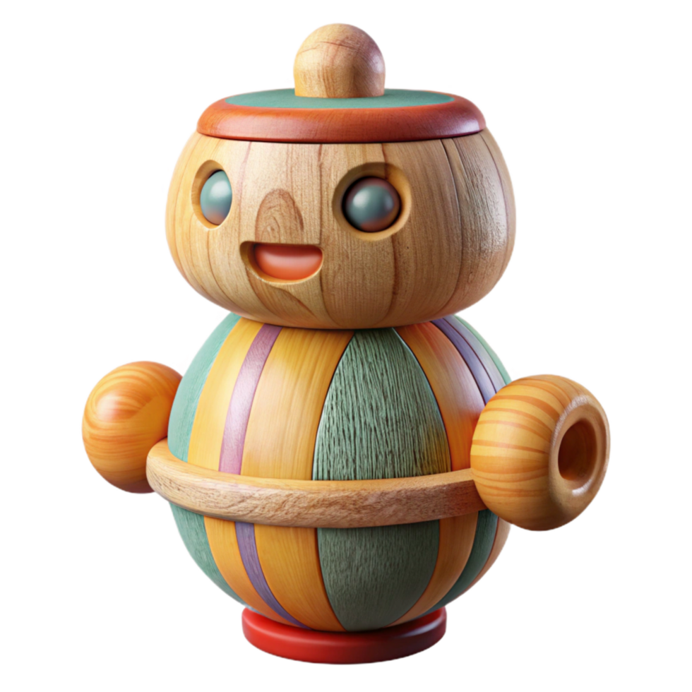 magnificent abstract Wooden Toy with Painted Details Isolated premium png