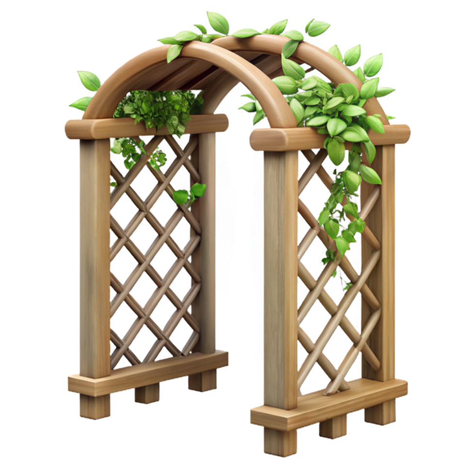 dramatic modern Wooden Trellis Transparent Background with Climbing Vines premium png