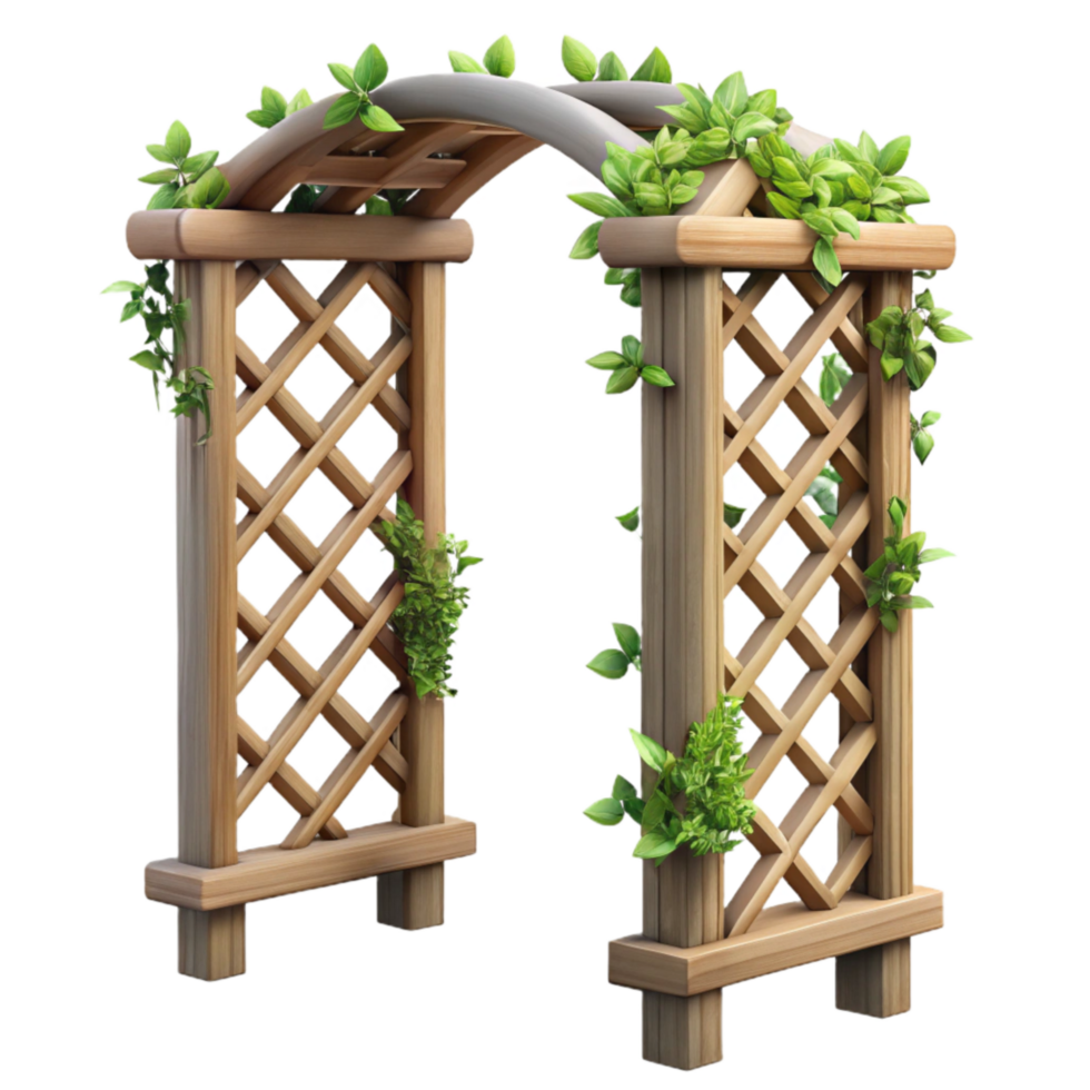magnificent traditional Wooden Trellis Transparent Background with Climbing Vines detailed png