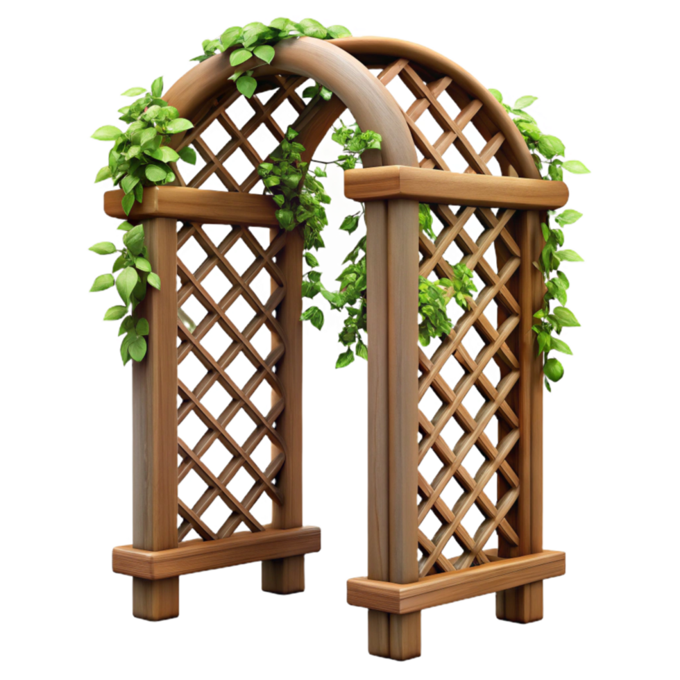 beautiful vintage Wooden Trellis Transparent Background with Climbing Vines png