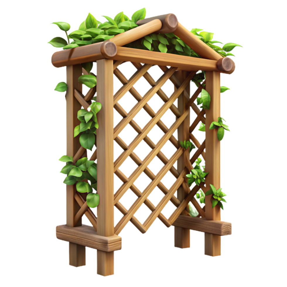 magnificent contemporary Wooden Trellis Transparent Background with Climbing Vines genuine png