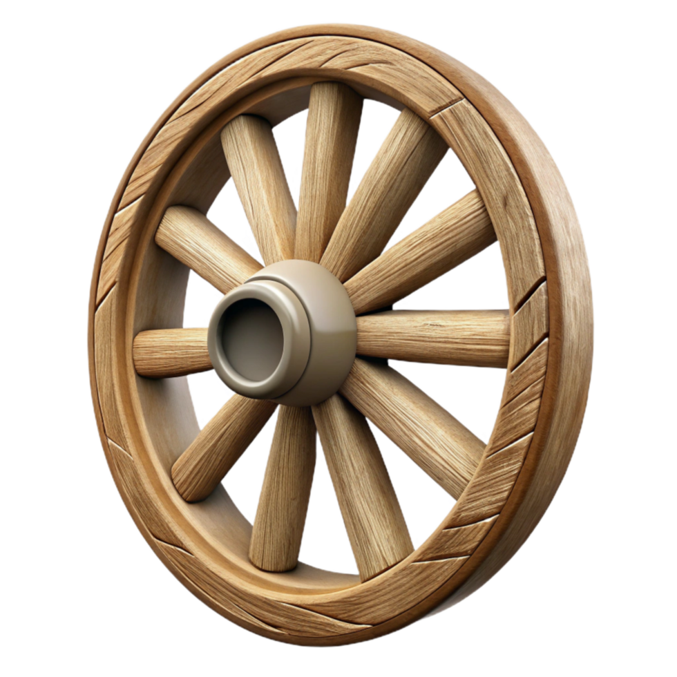 magnificent vintage Wooden Wagon Wheel Side View Cutout detailed png