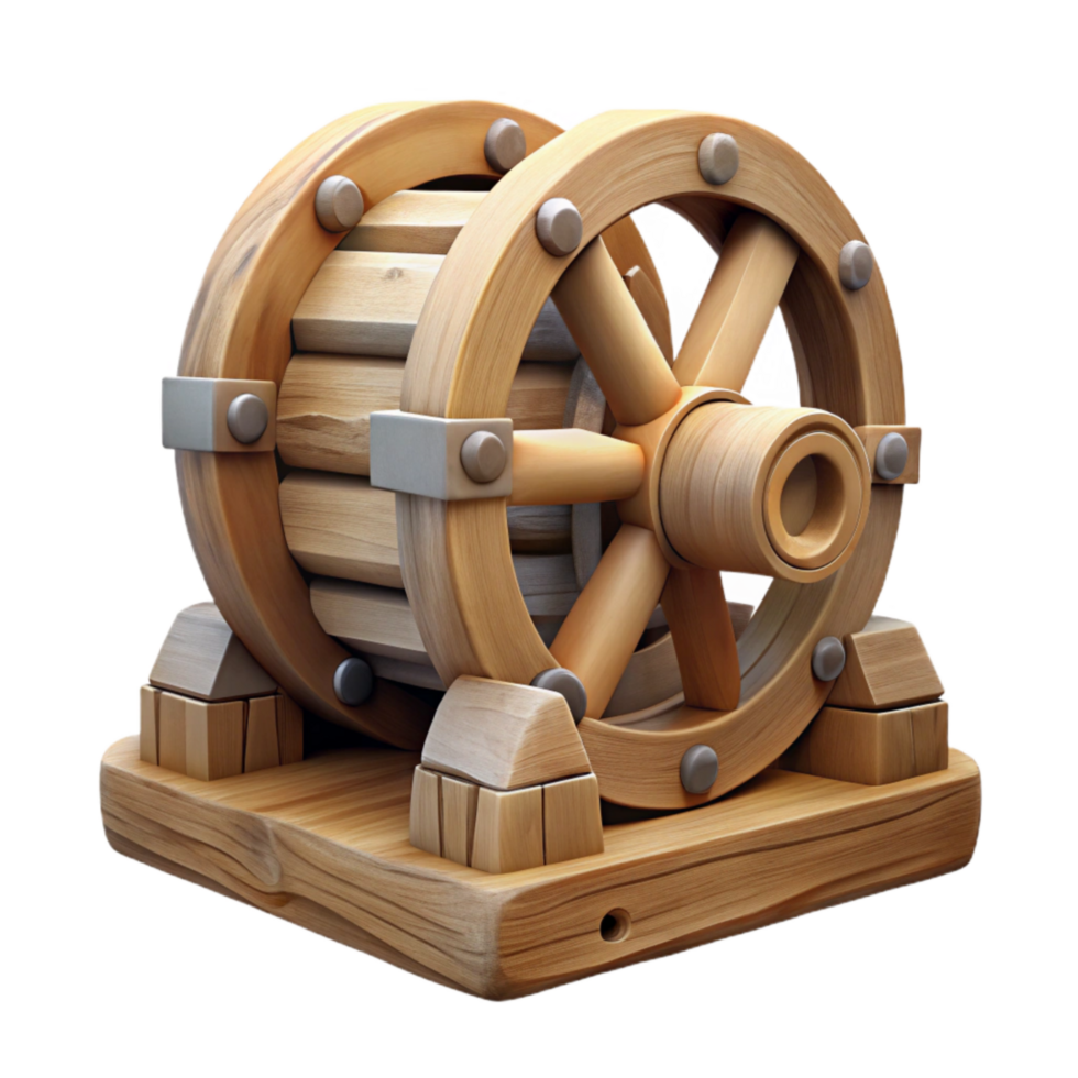 serene classic Wooden Watermill Wheel Isolated high quality png
