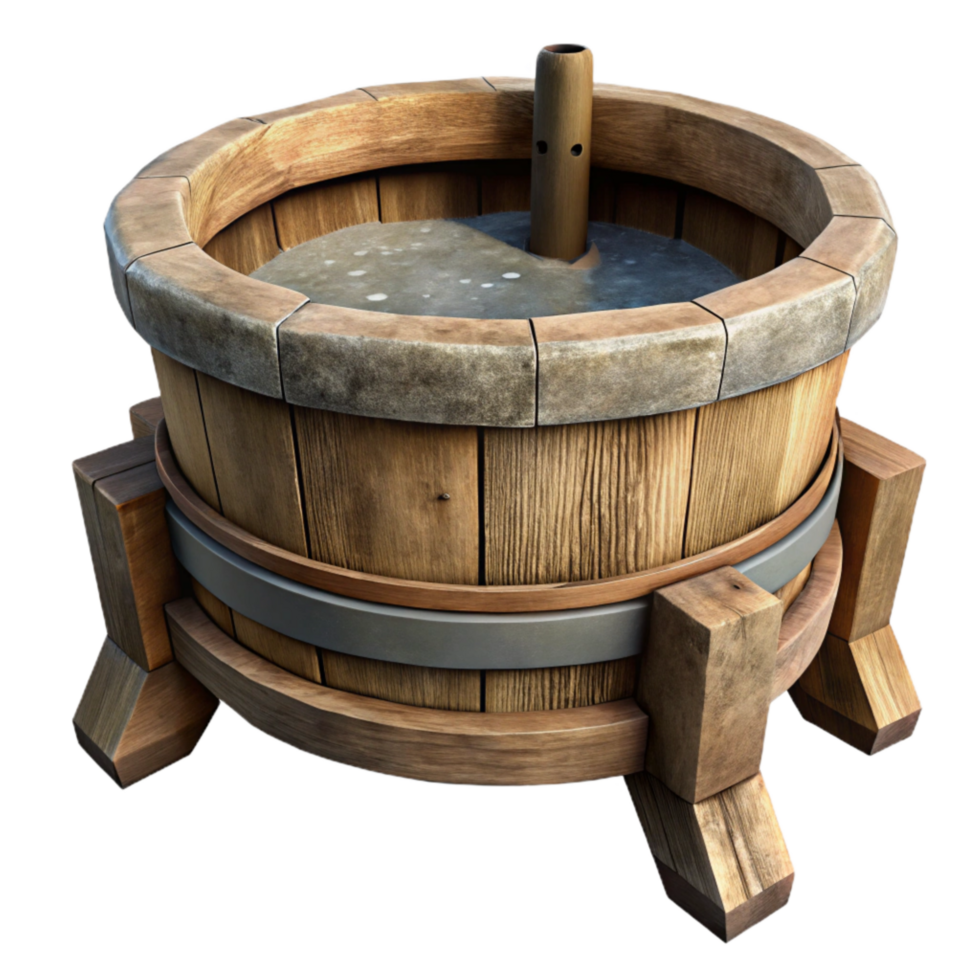 elegant traditional Wooden Water Trough Isolated with Worn Texture high resolution png